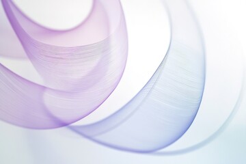 Fluid lines delicately weave across a pristine white backdrop, displaying harmonious shades of purple and blue
