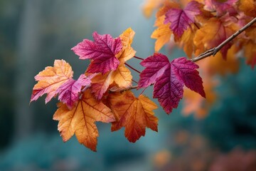Autumnal Maple Leaves: A Serene Branch of Warm Hues