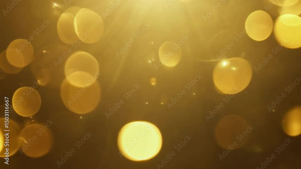 Poster beautiful golden bokeh background with soft glowing circles, creating warm and inviting atmosphere p
