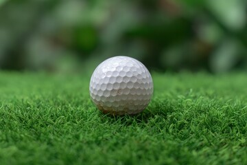 Fototapeta premium Golf Ball on Lush Green Moss: A Serene Sporting Image