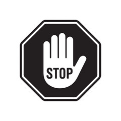 A clear red stop hand icon symbolizing warning or prohibition in a glossy vector style