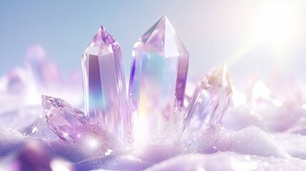 Magnificent purple quartz crystals amidst a shimmering landscape creating fantasy