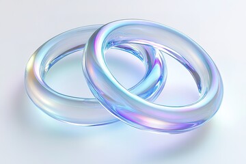 Fototapeta premium Two intertwined iridescent rings exhibit striking color shifts under bright light illumination