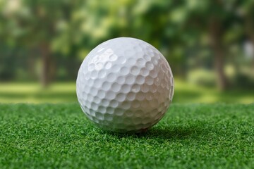 Obraz premium Golf Ball on Green: A Serene Summer Fairway Scene