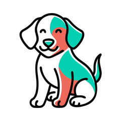 Happy puppy, line art illustration, for pet websites