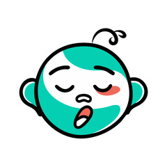 Obraz premium Sleepy baby face emoticon, for websites and apps