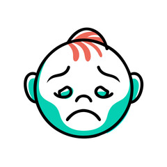 Fototapeta premium Sad baby face, simple line art illustration, for websites and social media