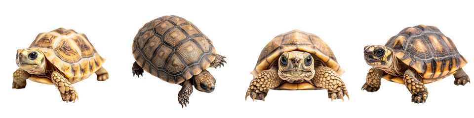 Obraz premium Close-Up Portraits of Adorable Baby Tortoises on a White Background