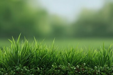 Fototapeta premium Lush Green Grass Border: A Serene Nature Image