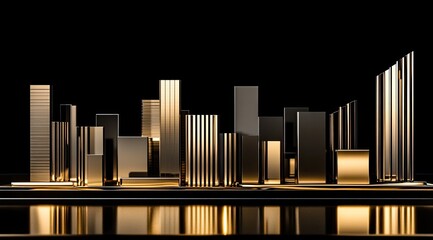 Obraz premium Abstract city skyline, gold and black