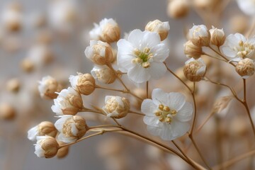 Fototapeta premium Delicate White Baby's Breath Blooms: A Soft, Serene Floral Study