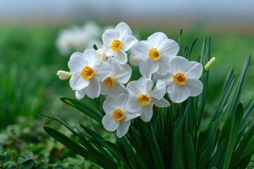 Elegant White Daffodils: A Serene Springtime Floral Cluster