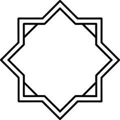 Elegant Eight Pointed Star Geometric Frame Design Element for Islamic Decorative Art