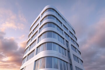 Modern White Building: Evening Architectural Design