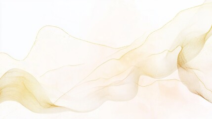 Delicate golden waves flowing across a minimalist off-white canvas backdrop