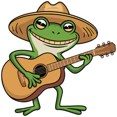 frog mexican with guitar