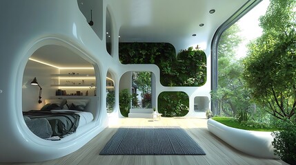 Luxury smart home with waterfront view high resolution picture