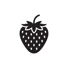 Strawberry Shape Vector Simple Black Silhouette Illustration.