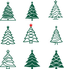Christmas Tree Color Vector Set
