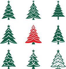 Christmas Tree Color Vector Set