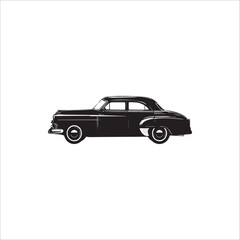 image of a retro car, vector, graphics, black and white, set
