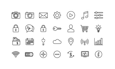 Web Development and Interface Design Outline Icons