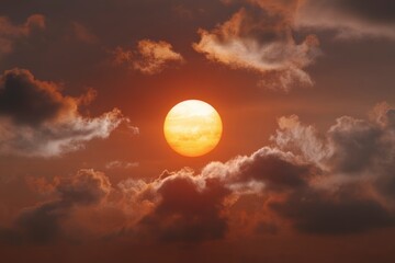 Fiery Sunset: A Dramatic Celestial Scene in Warm Hues