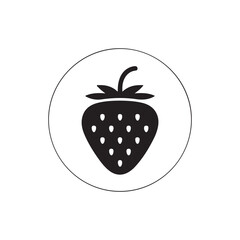 Minimal Strawberry Icon Bold Silhouette Vector on White.