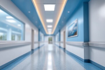 Serene Hospital Corridor: A Clean, Modern Architectural Perspective