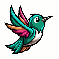 cute colibri mascot logo vector illustration
