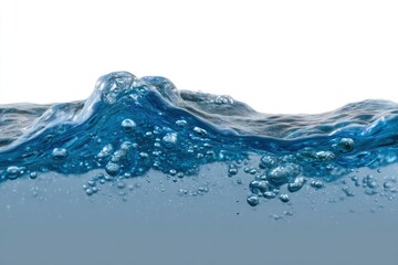 Serene Blue Water: Bubbles and Waves in a Tranquil Scene