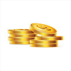 Stack of gold coins isolated on white background