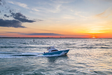 Deep sea fishing departure early in the morning