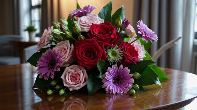 Elegant floral arrangement on rotating table captivating centerpiece for celebrations and home decor ideas