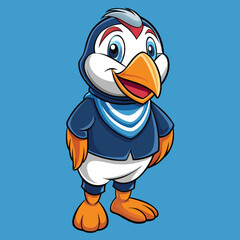 Obraz premium bird, cartoon, animal, illustration, vector, chicken, penguin, character, funny, cute, christmas, baby, twitter, beak, design, icon, happy, fun, hat, comic, blue, art, nature, parrot, bluebird