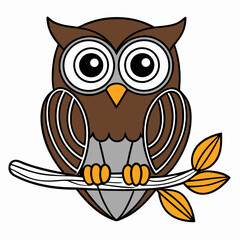 owl sitting on a tree branch vector illustration on white background