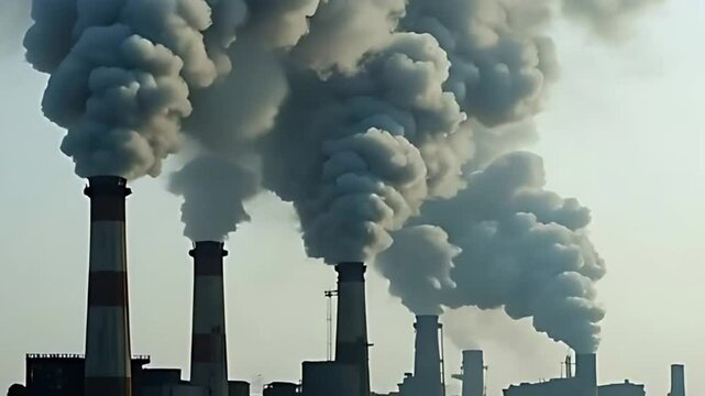 Dark Smoke Rising into a Hazy Sky