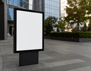 White billboard in the middle of city