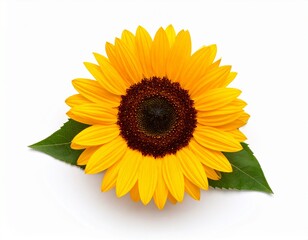 Obraz premium Sunflower with yellow petal, isolated on white background.