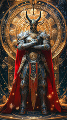  Fantasy Knight in Shining Armor and Red Cape
