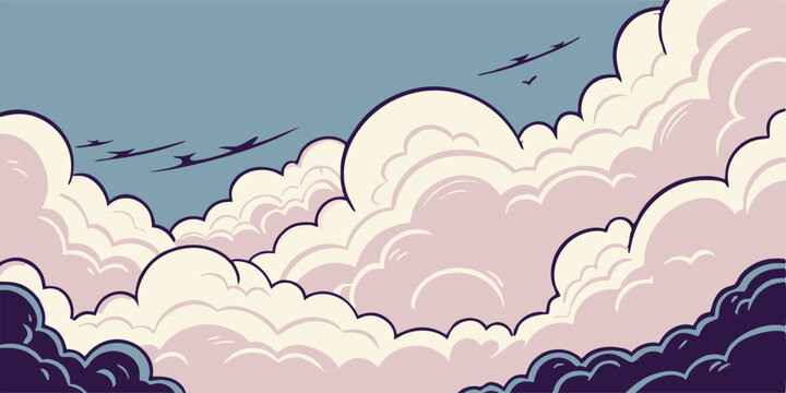 Cartoon Fluffy Clouds Sky Background Illustration