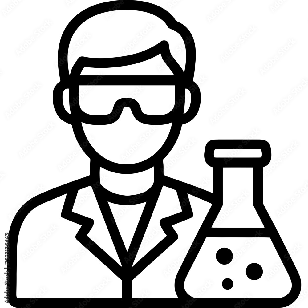 Poster minimalist vector icon of lab technician flask