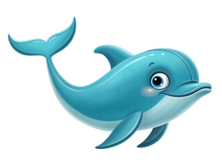 Fototapeta premium Adorable Cartoon Dolphin Illustration Friendly Aquatic Mammal Ocean Animal Character Design