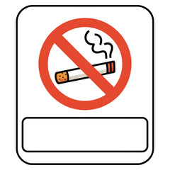 Flat No Smoking Sign on White Background.