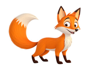 Obraz premium Adorable Cartoon Fox Character 3D Rendered Orange Fur Big Tail Friendly Expression