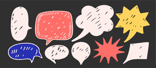 Naklejka premium Hand-Drawn Speech Bubbles Set: Colorful Comic Style