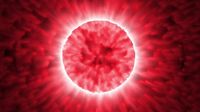 Animation of a round energy core or demon core emitting gamma ray radiation with amazing colorful light. energy core that emits light radiation
