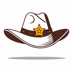Sheriff Star Cowboy Hat Illustration, Western Hat Design