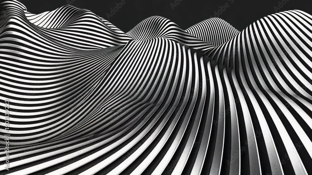 Poster mesmerizing abstract design of black and white waves modern artistic pattern of flowing lines creati