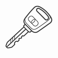 Car Key Illustration: Simple Line Drawing of Modern Car Key